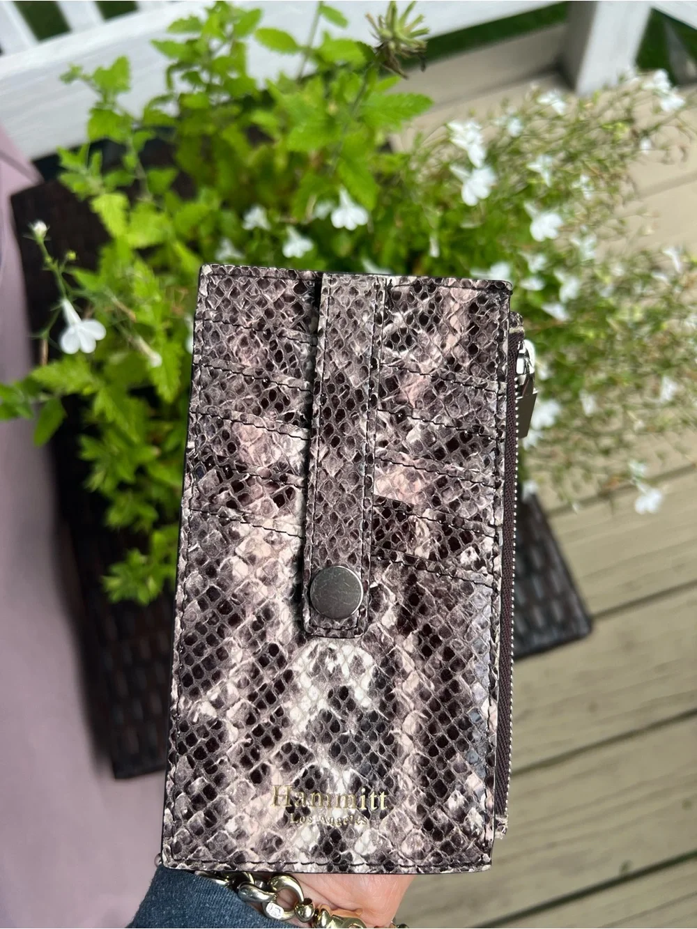 Hammitt 210 West Snake-Print Leather Wallet card holder